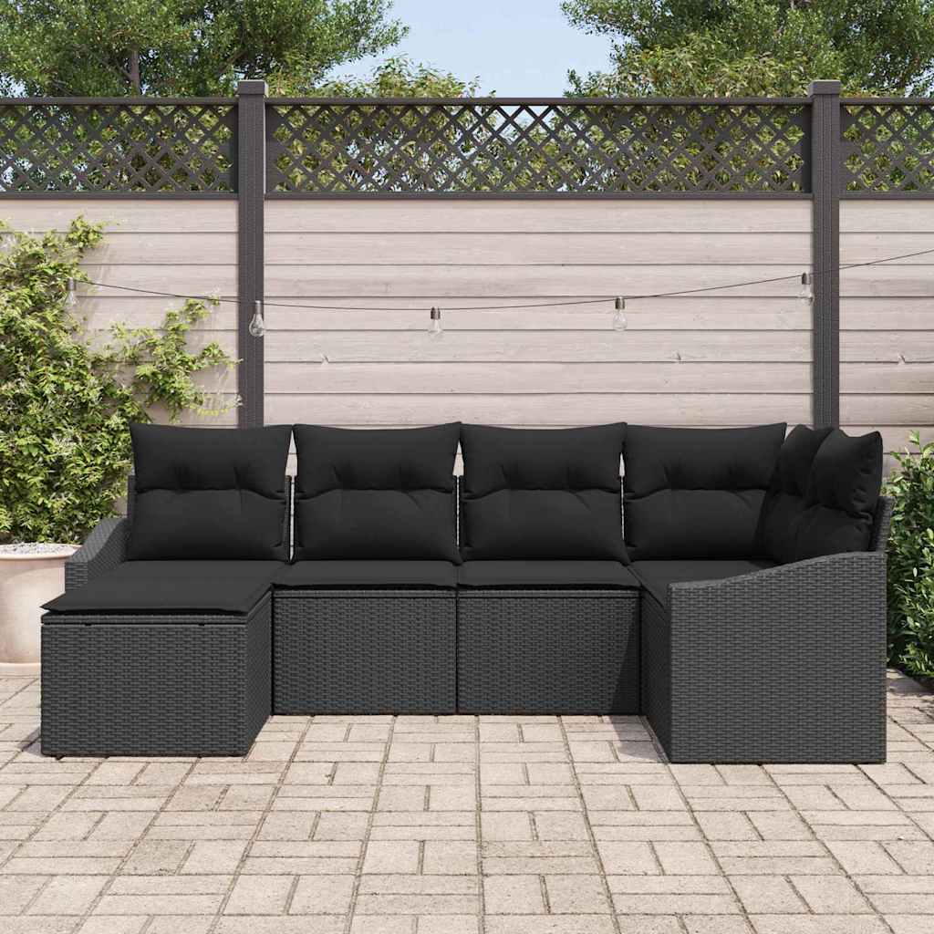 Garten Essgruppe mit Kissen 6 pcs Schwarz und Creme