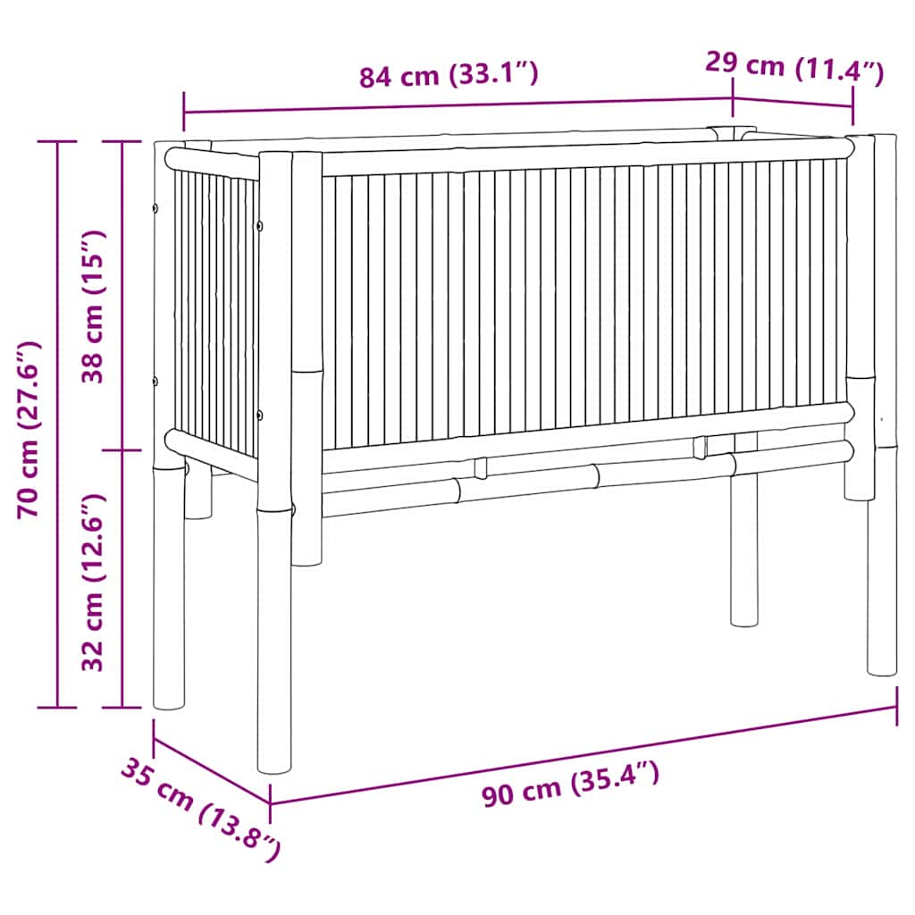 Hochbeet Braun 70 x 35 x 70 cm Bambus
