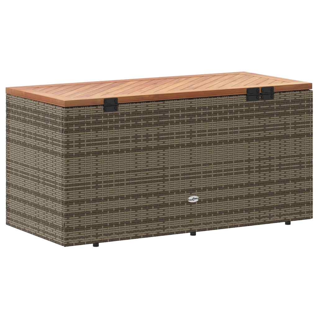 Gartentruhe Schwarz 110x50x54 cm Poly Rattan Akazienholz