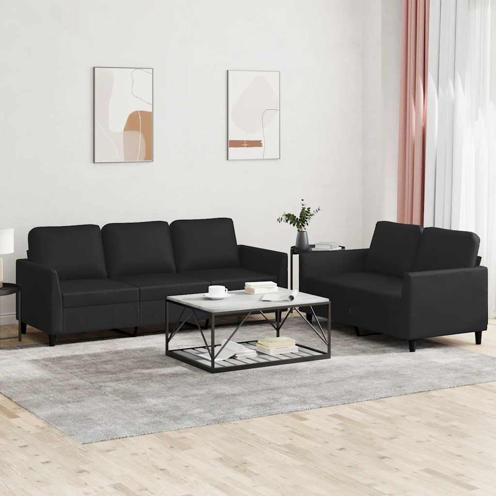 3-tlg. Sofagarnitur mit Kissen Creme Kunstleder