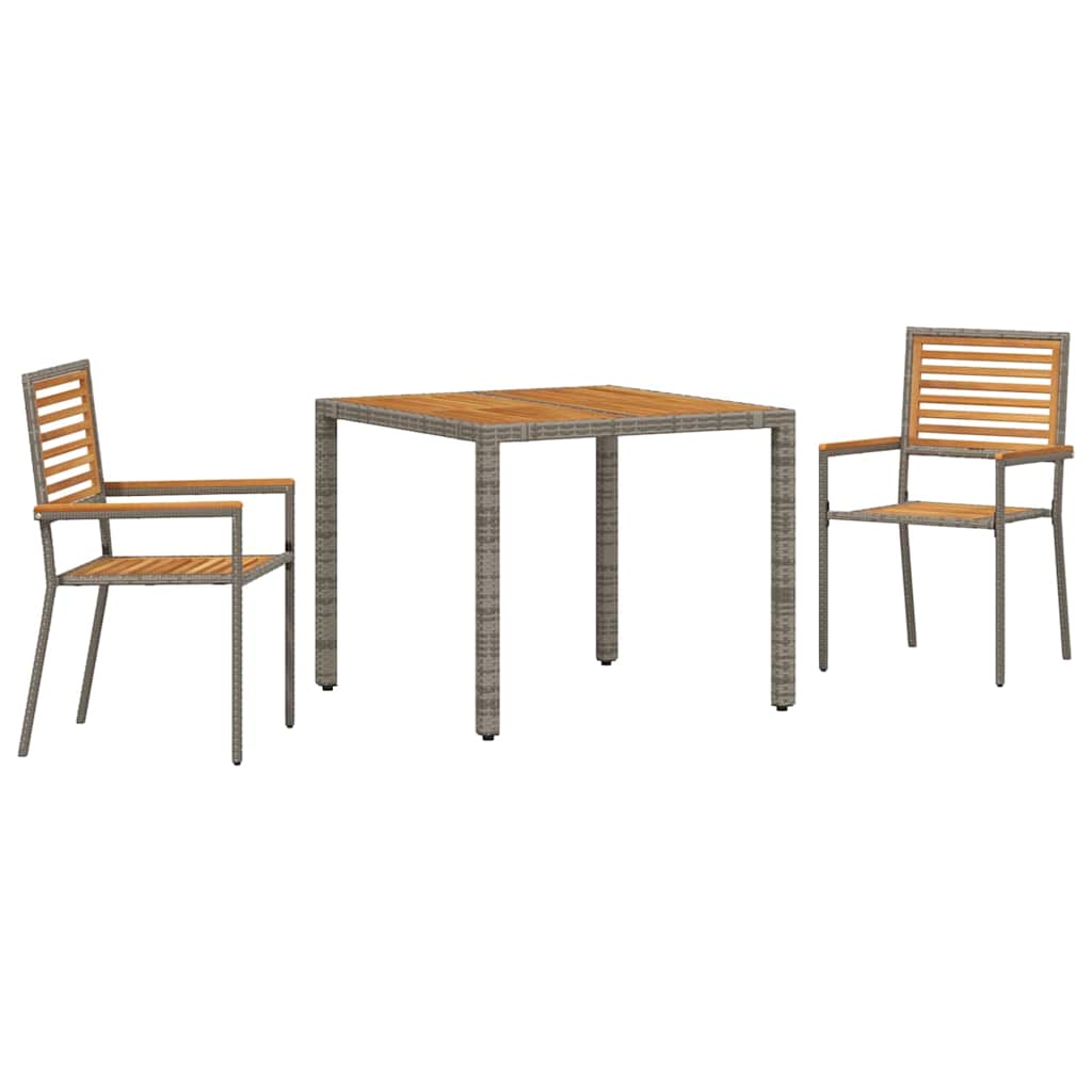 Garten Essgruppe 3 pcs Schwarz und Braun Poly-Rattan