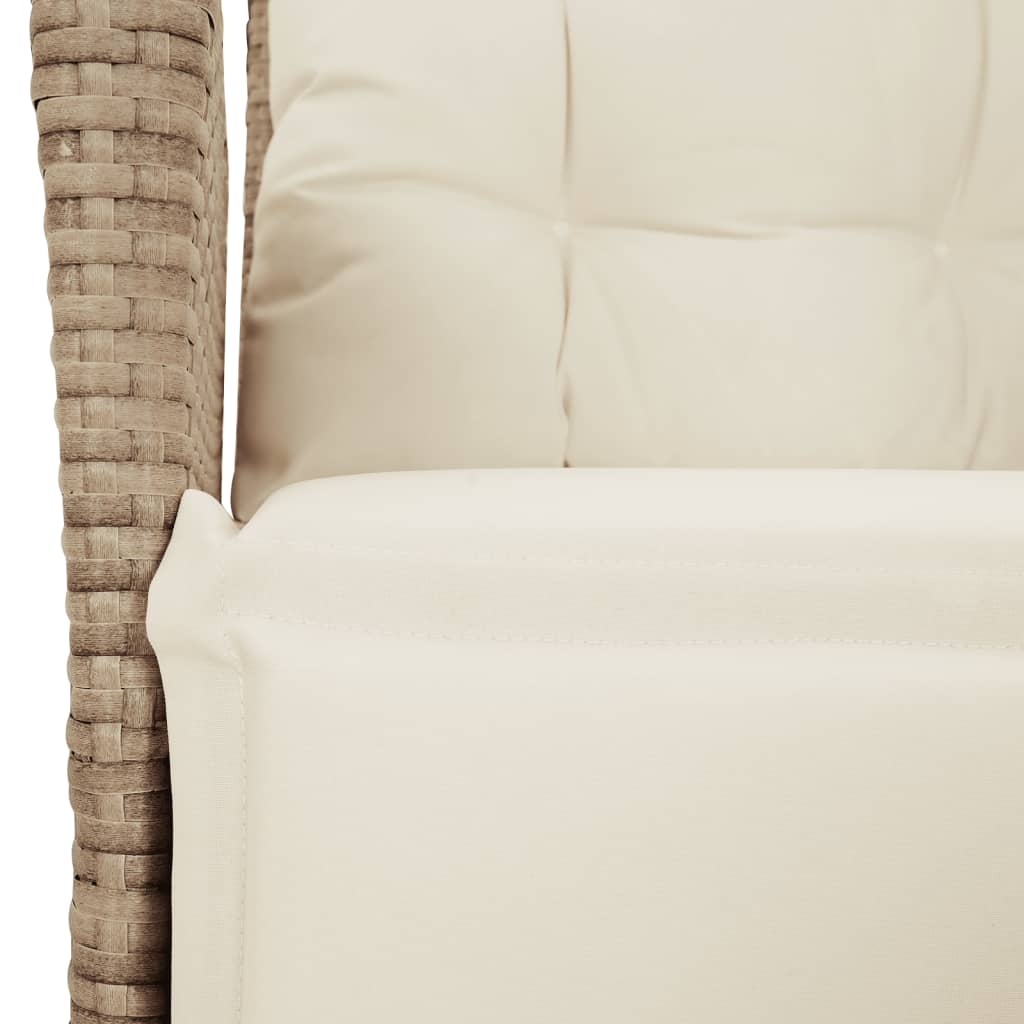 Gartensessel Verstellbar mit Kissen Schwarz Poly Rattan