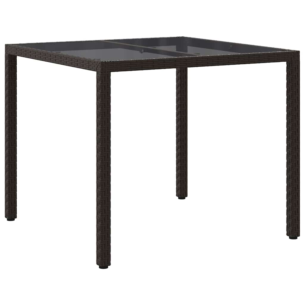 Gartentisch 150x90x75 cm Hartglas und Poly Rattan Grau