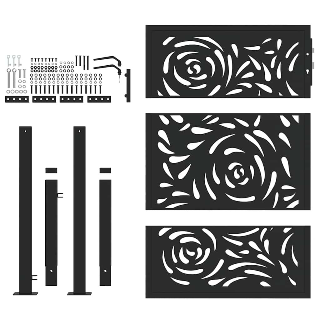 Gartentor Schwarz 100x100 cm Stahl Lichtdesign
