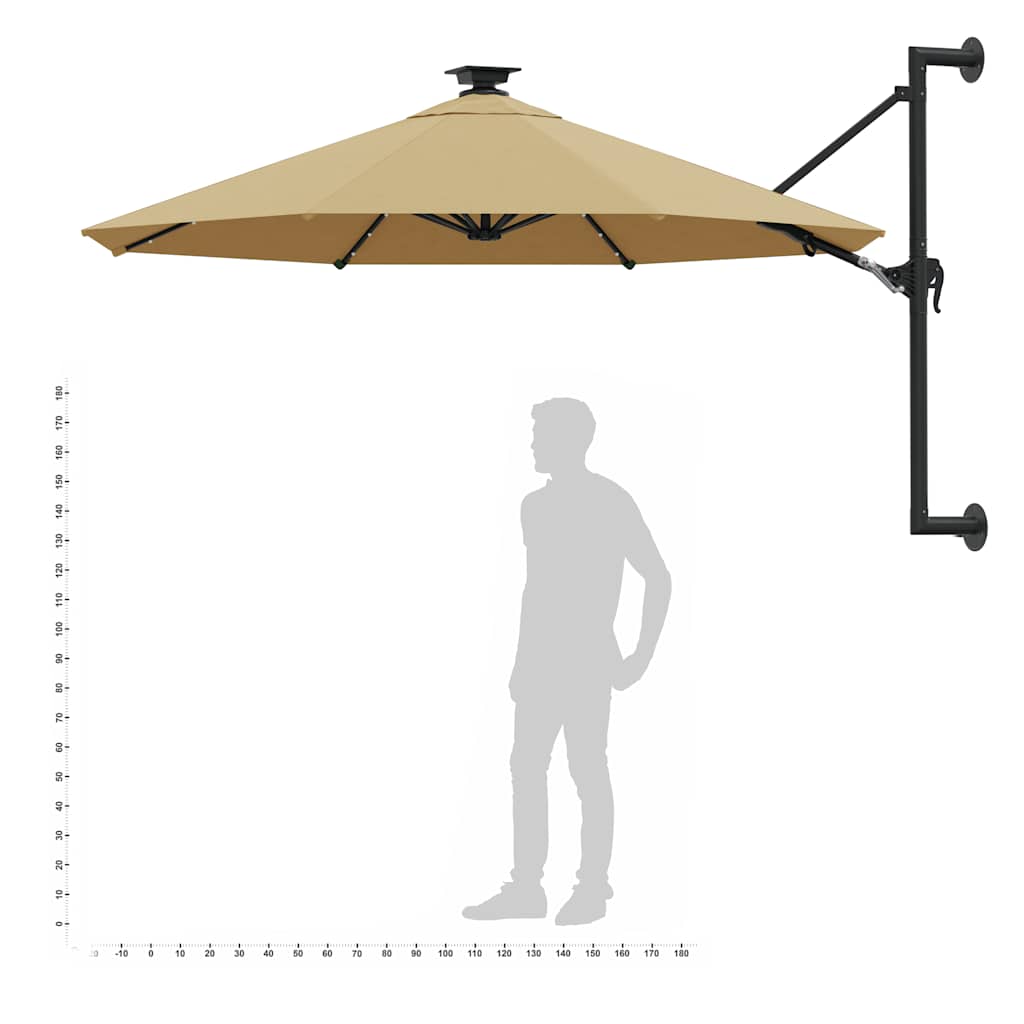 Sonnenschirm zur Wandmontage mit LEDs 300 cm Grün