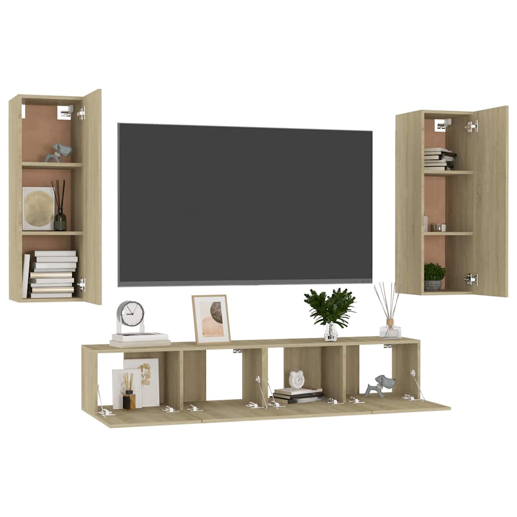4-tlg. TV-Schrank-Set Weiß Holzwerkstoff