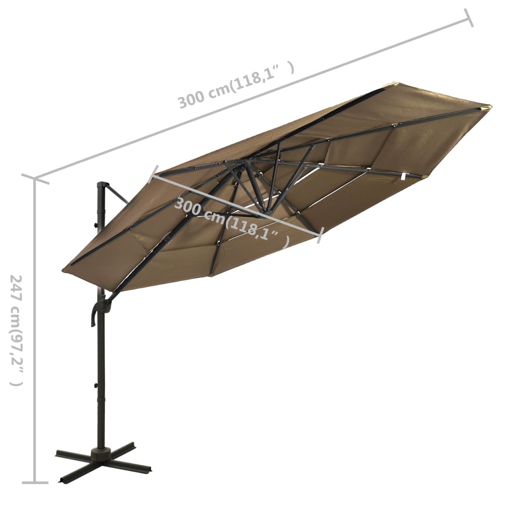 Sonnenschirm mit Aluminium-Mast 4-lagig Sandfarben 3x3 m