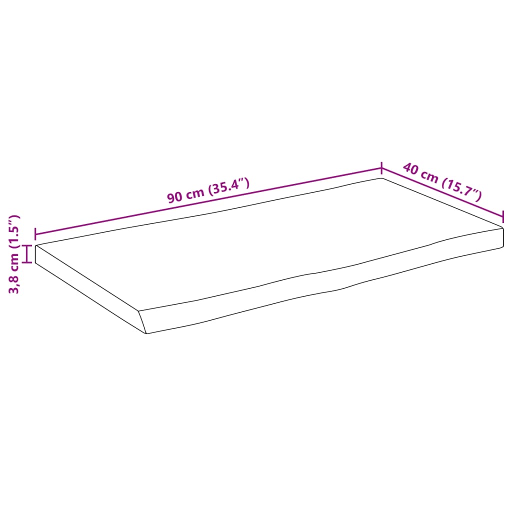 Tischplatte 40x40x2,5 cm Rechteckig Massivholz Akazie Baumkante