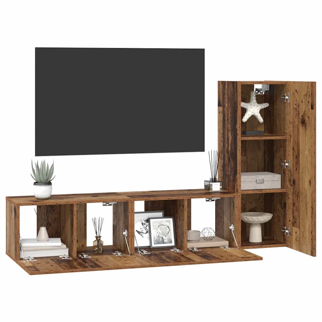 3-tlg. TV-Schrank-Set Weiß Holzwerkstoff