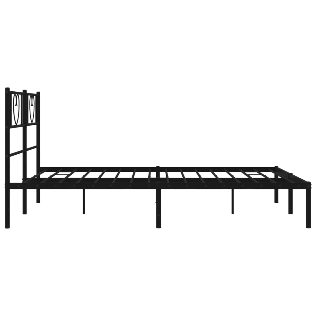 Bettgestell mit Kopfteil Metall Schwarz 100x190 cm