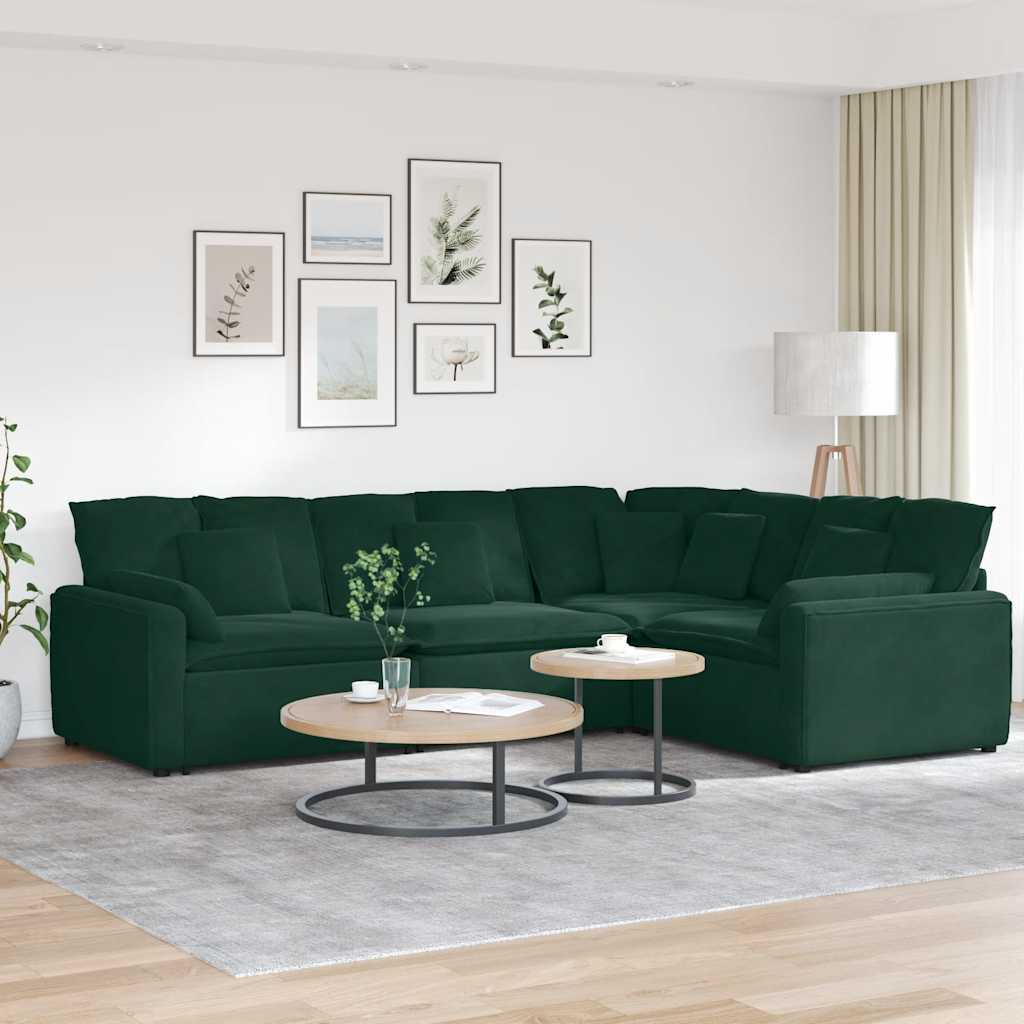 Modulares Sofa mit Kissen Samt Blau
