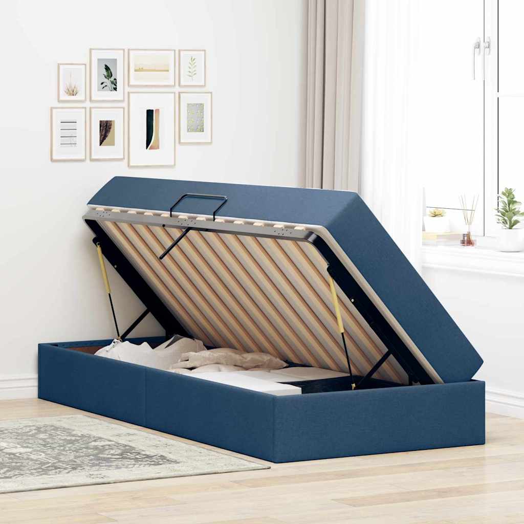 Aufbewahrungsbett mit Matratze Hellgrau 90 x 190 cm Polyester