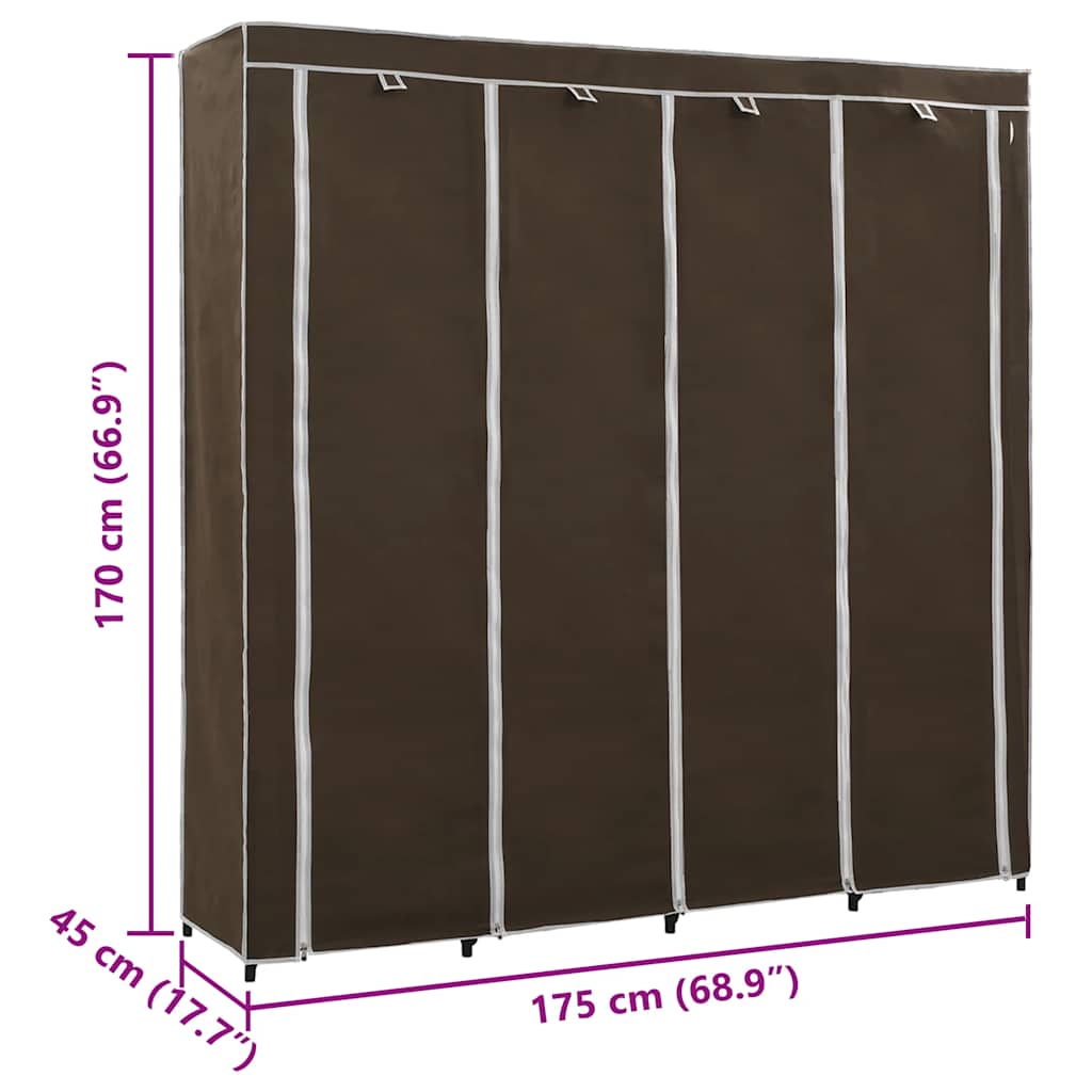 Kleiderschrank mit 4 Fächern Schwarz 175 x 45 x 170 cm