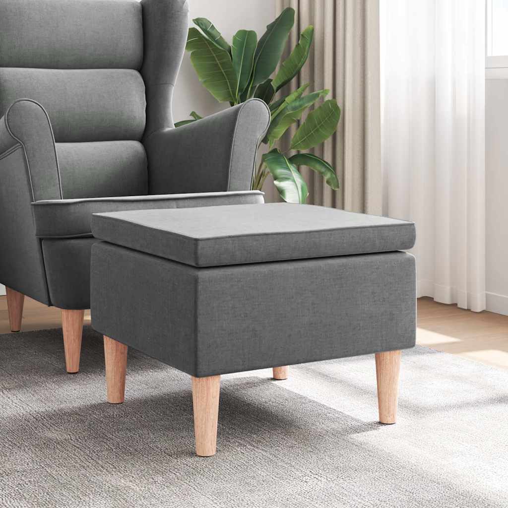 Hocker mit Holzbeinen Schwarz Stoff
