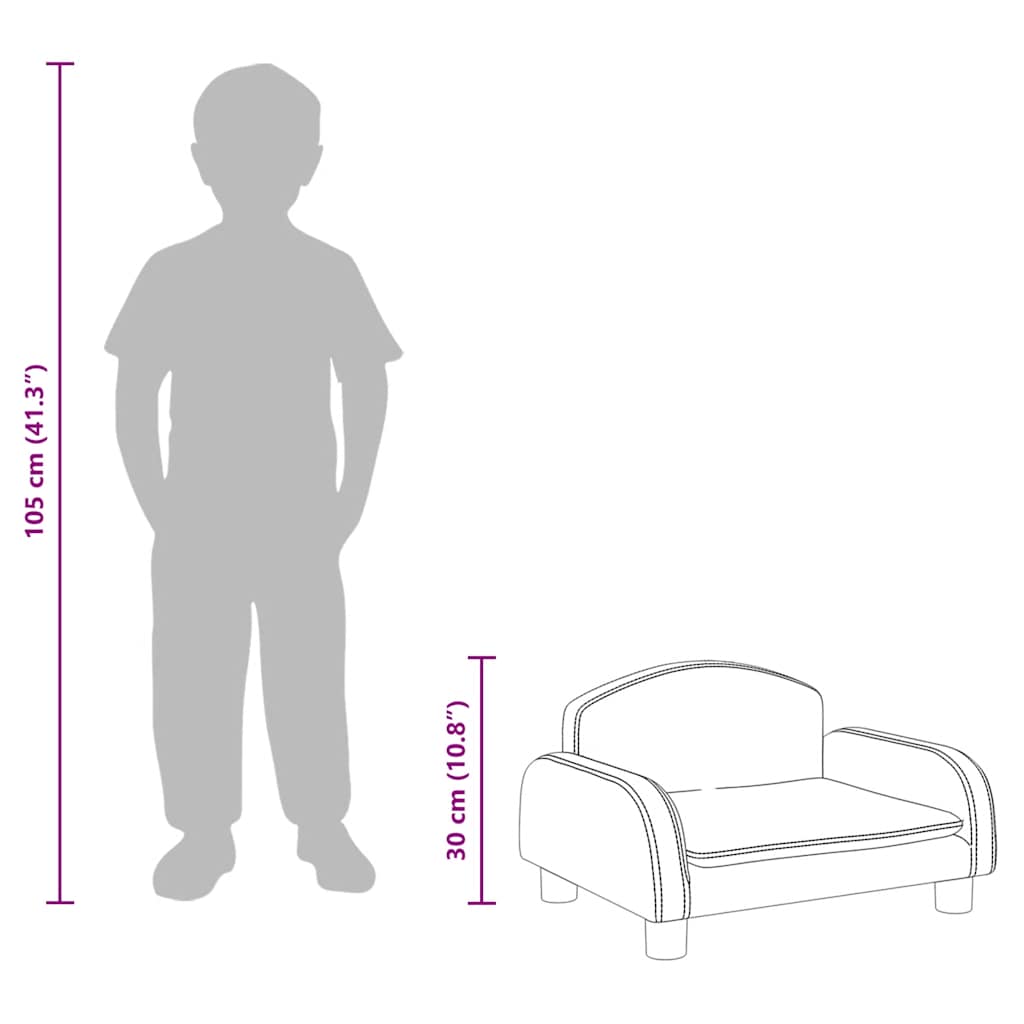 Kindersofa Creme 70x45x30 cm Stoff