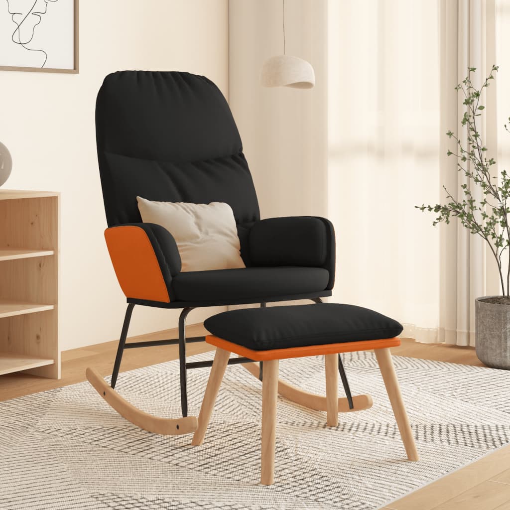 Schaukelsessel mit Hocker Dunkelgrau Stoff