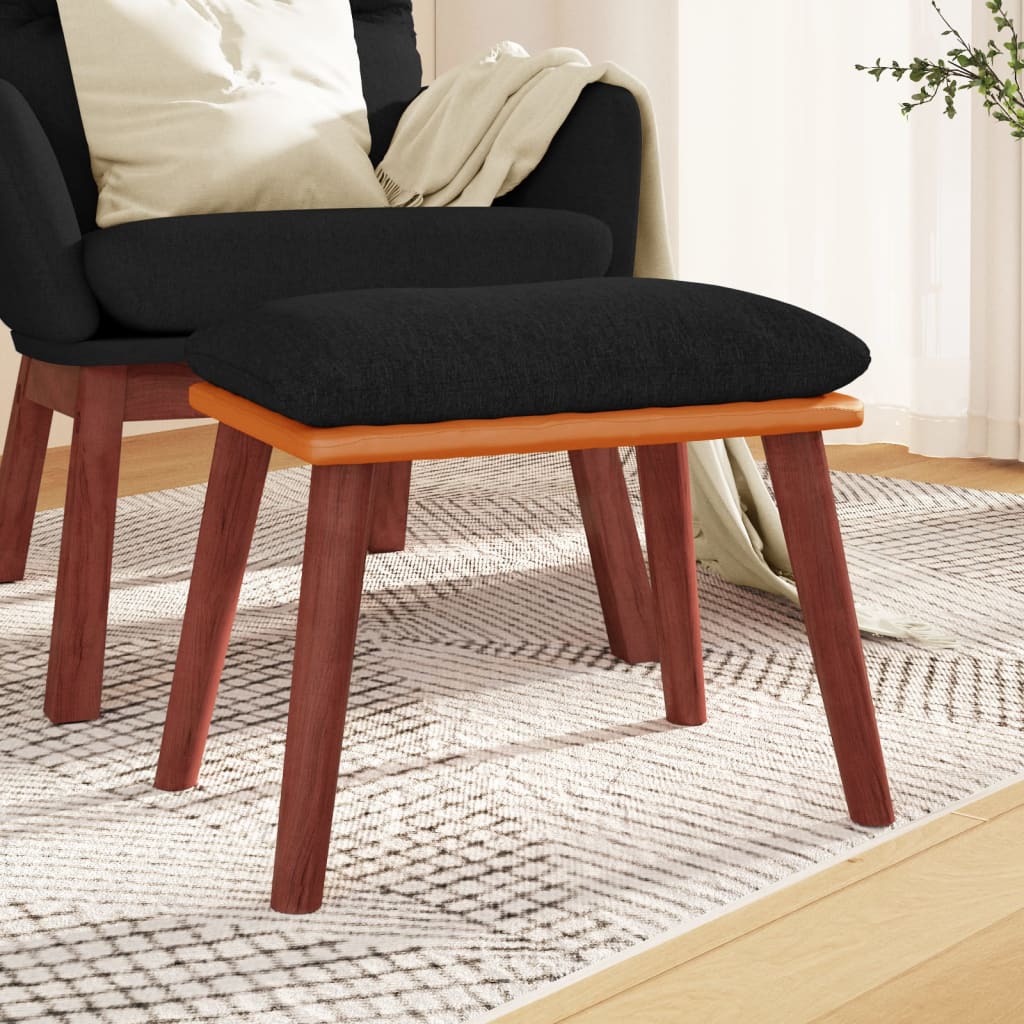 Fußhocker Hellgrau 45x29,5x35 cm Stoff und Kunstleder