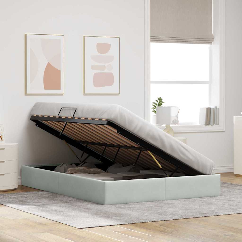 Aufbewahrungsbett mit Matratze Dunkelgrau 100 x 190 cm Samt