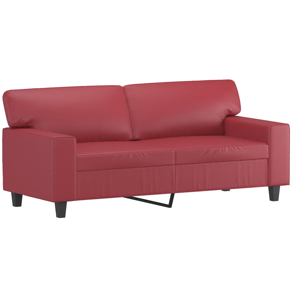 2-Sitzer-Sofa mit Zierkissen Creme 120 cm Kunstleder