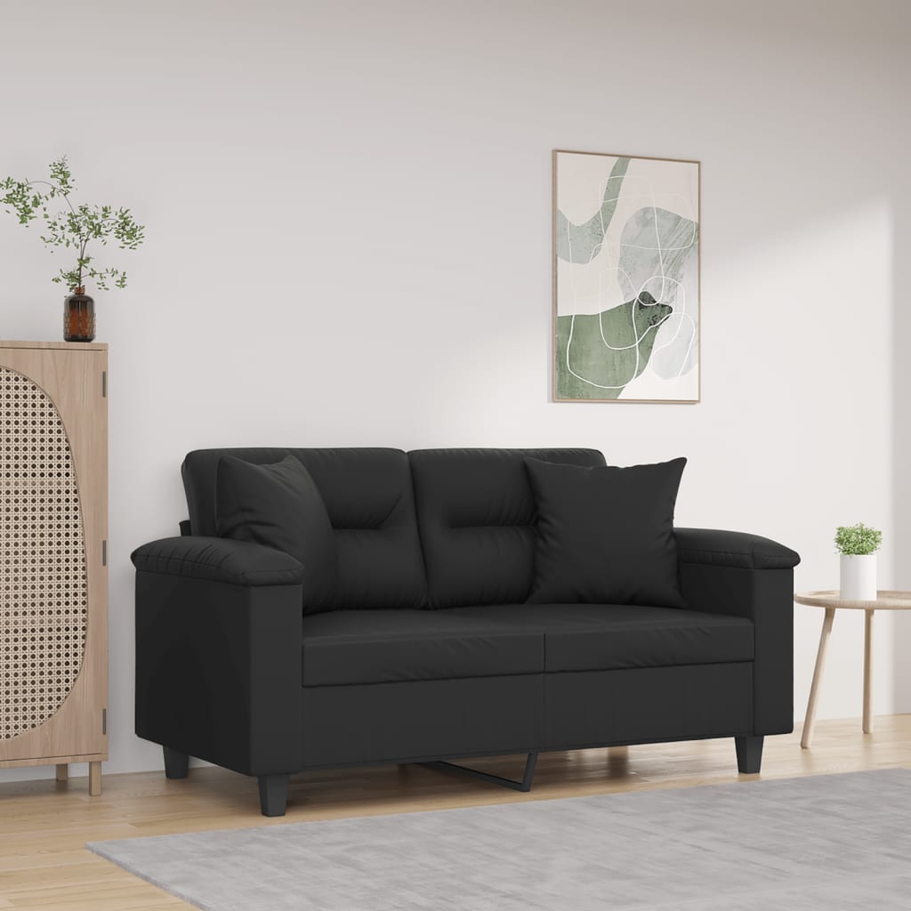 2-Sitzer-Sofa mit Zierkissen Weinrot 120 cm Kunstleder