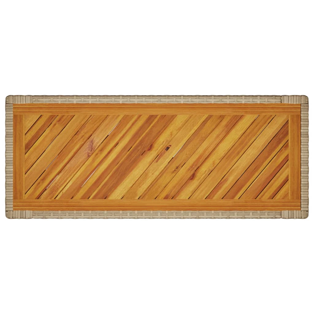 Garten-Beistelltisch mit Holzplatte Schwarz Poly Rattan