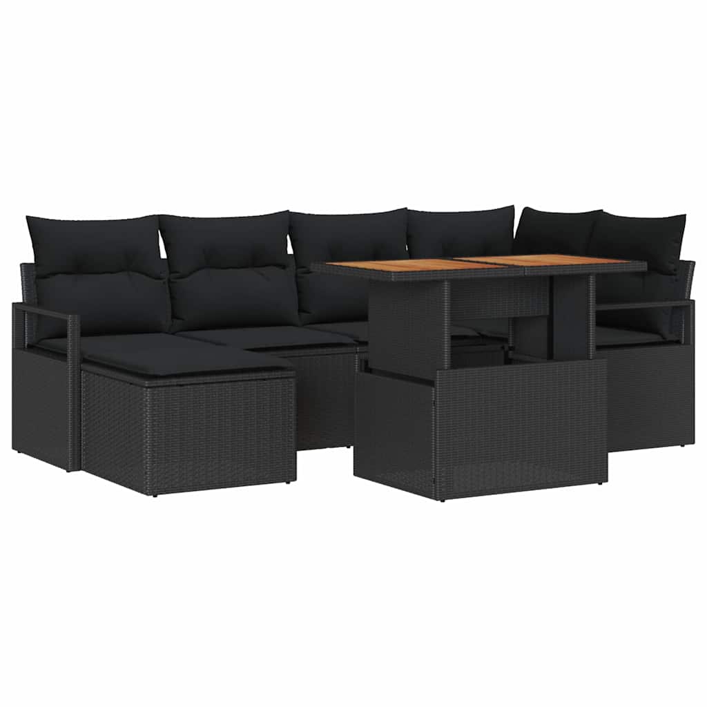 Garten Essgruppe mit Kissen 7 pcs Schwarz und Creme