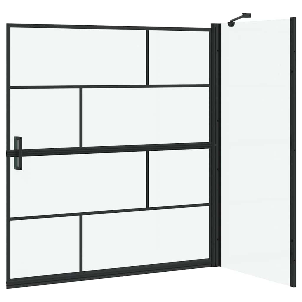 Bad-Duschschirm Schwarz und Transparent 80 x 68 x 128 cm