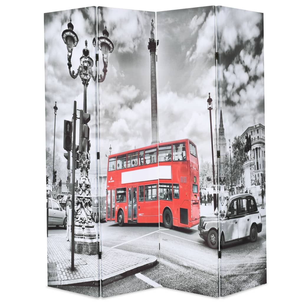 Raumteiler klappbar 120 x 170 cm London Bus Schwarz-Weiß