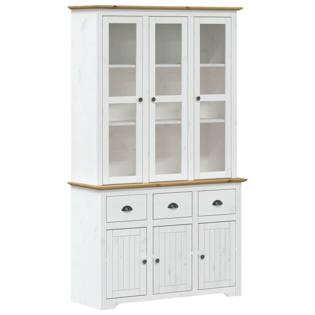 Highboard BODO Grau 115,5x43x200,5 cm Massivholz Kiefer
