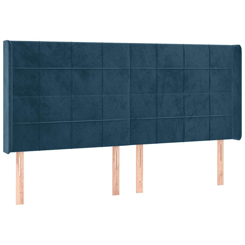 Kopfteil mit Ohren Dunkelblau 93x16x78/88 cm Samt