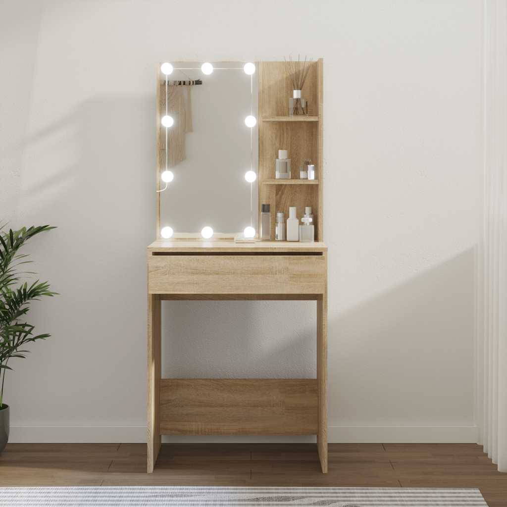 Schminktisch mit LED Weiß 60x40x140 cm