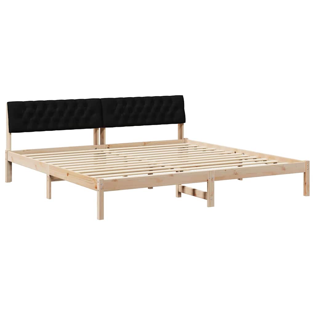 Bettgestell Braun und hellgrau 200 x 200 cm Massivholz Kiefer