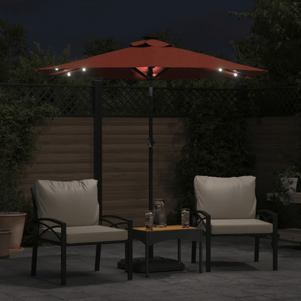 Sonnenschirm mit LED und Stahlmast Weiß 225x225x212 cm