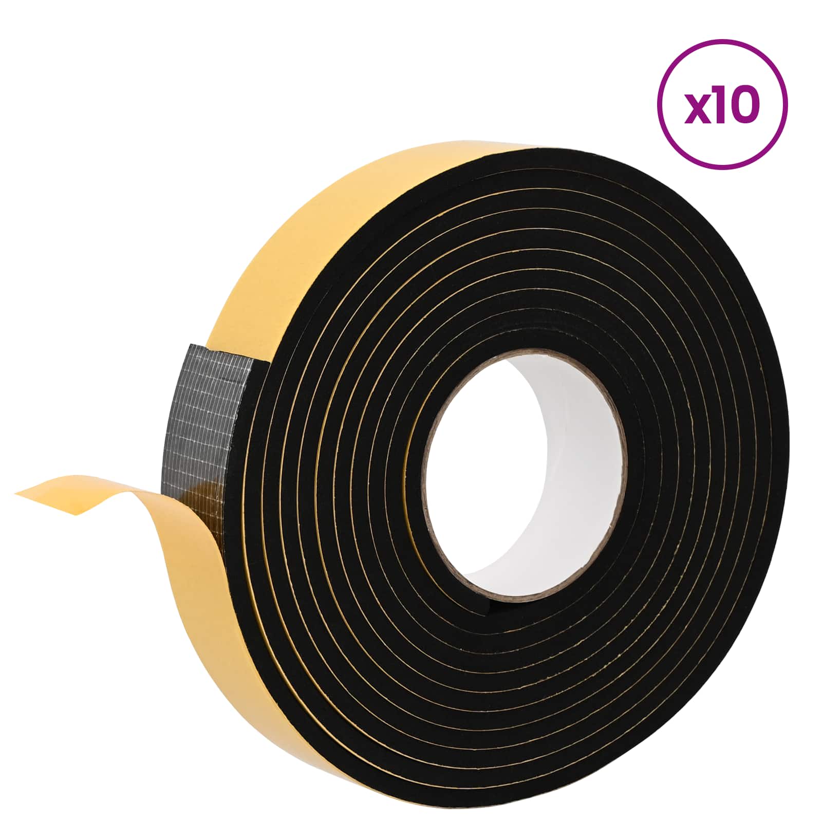 Selbstklebendes Schaumstoffband Schwarz 10mm x 10m CR-Schaum