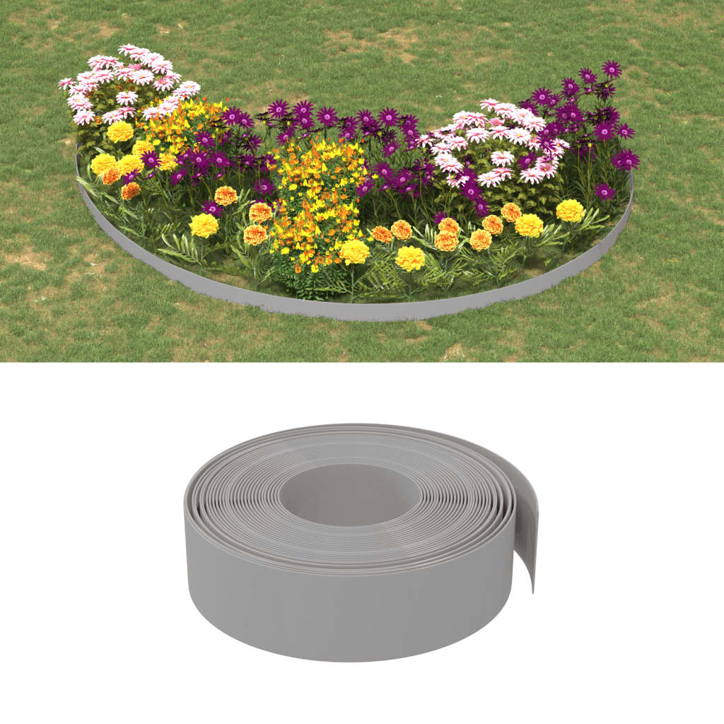 Gartenumrandung 25 m 10 cm PE Grau