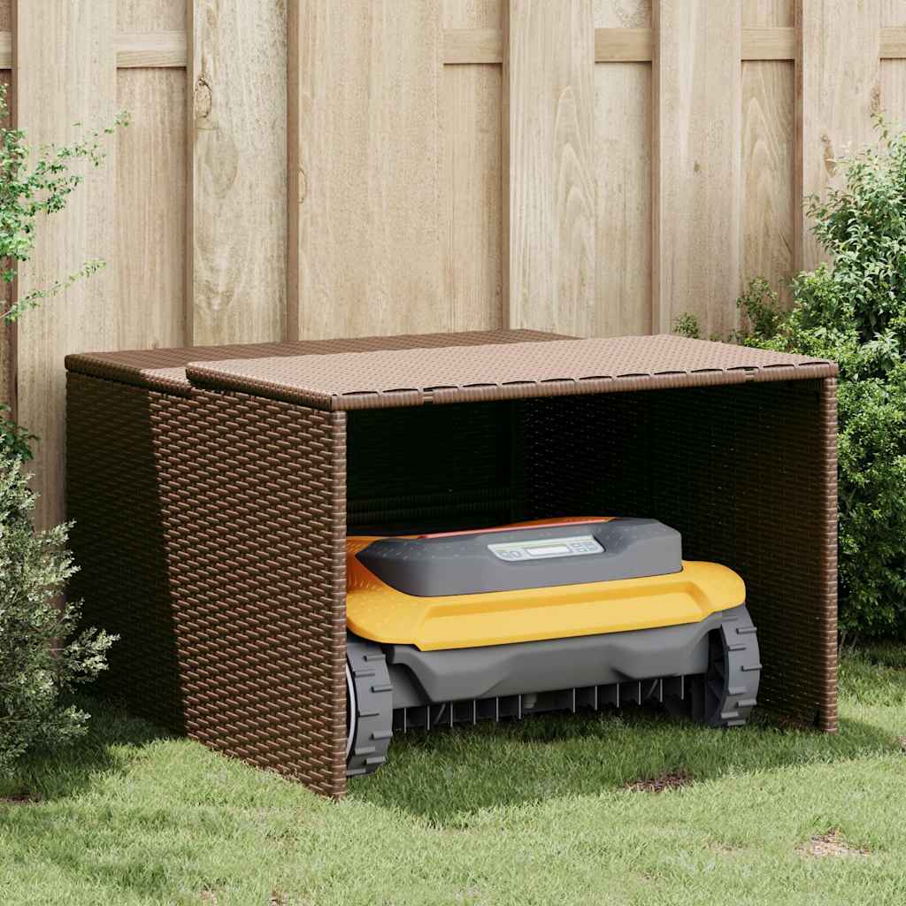 Mähroboter-Garage Schwarz 86x90x52/57 cm Poly Rattan