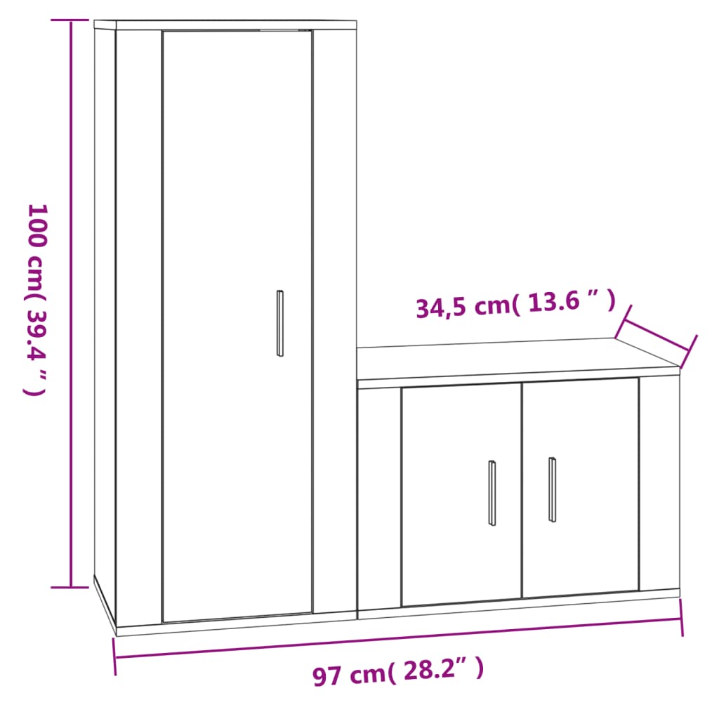 2-tlg. TV-Schrank-Set Weiß Holzwerkstoff