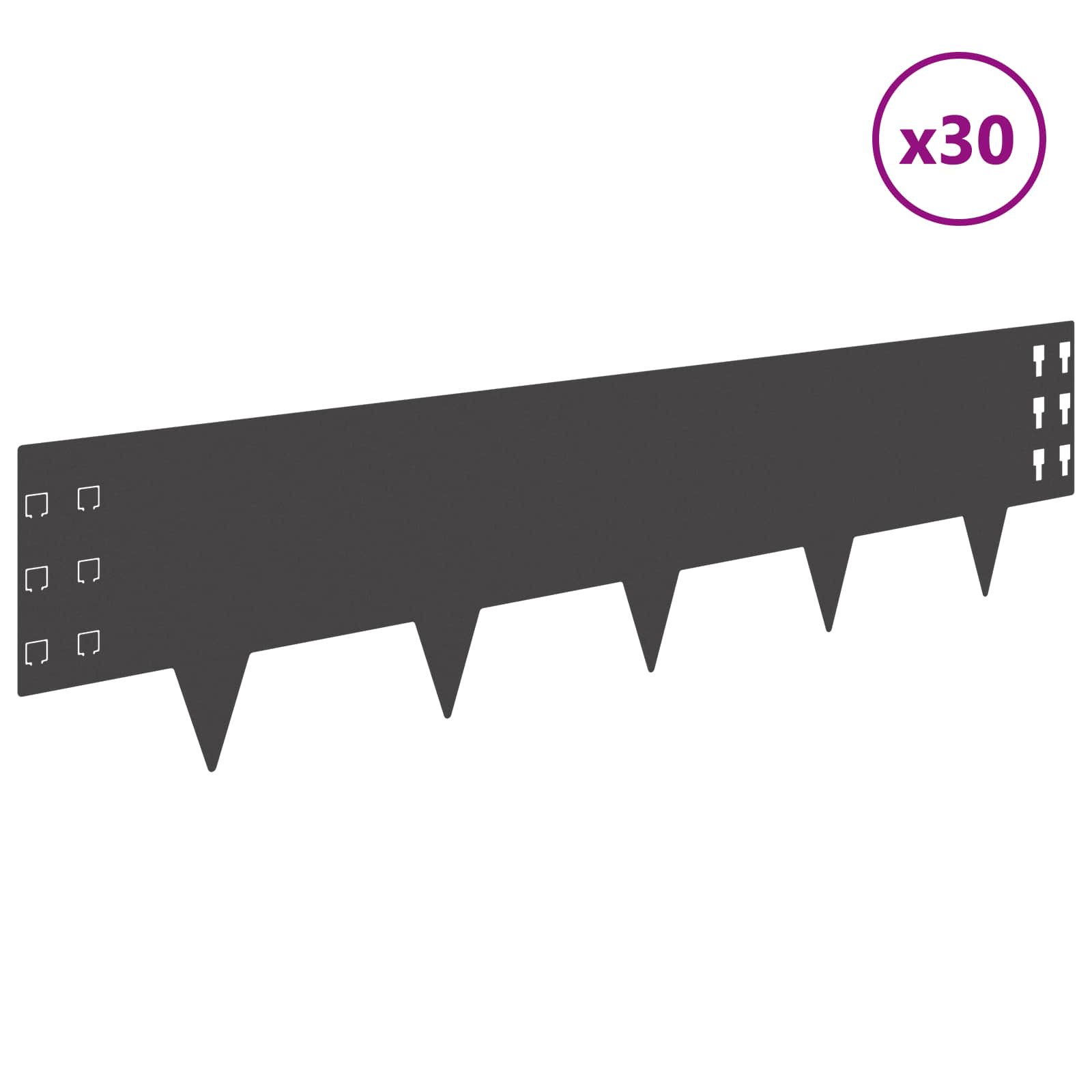 Raseneinfassung 10 pcs 100 x 12 cm Stahl Schwarz