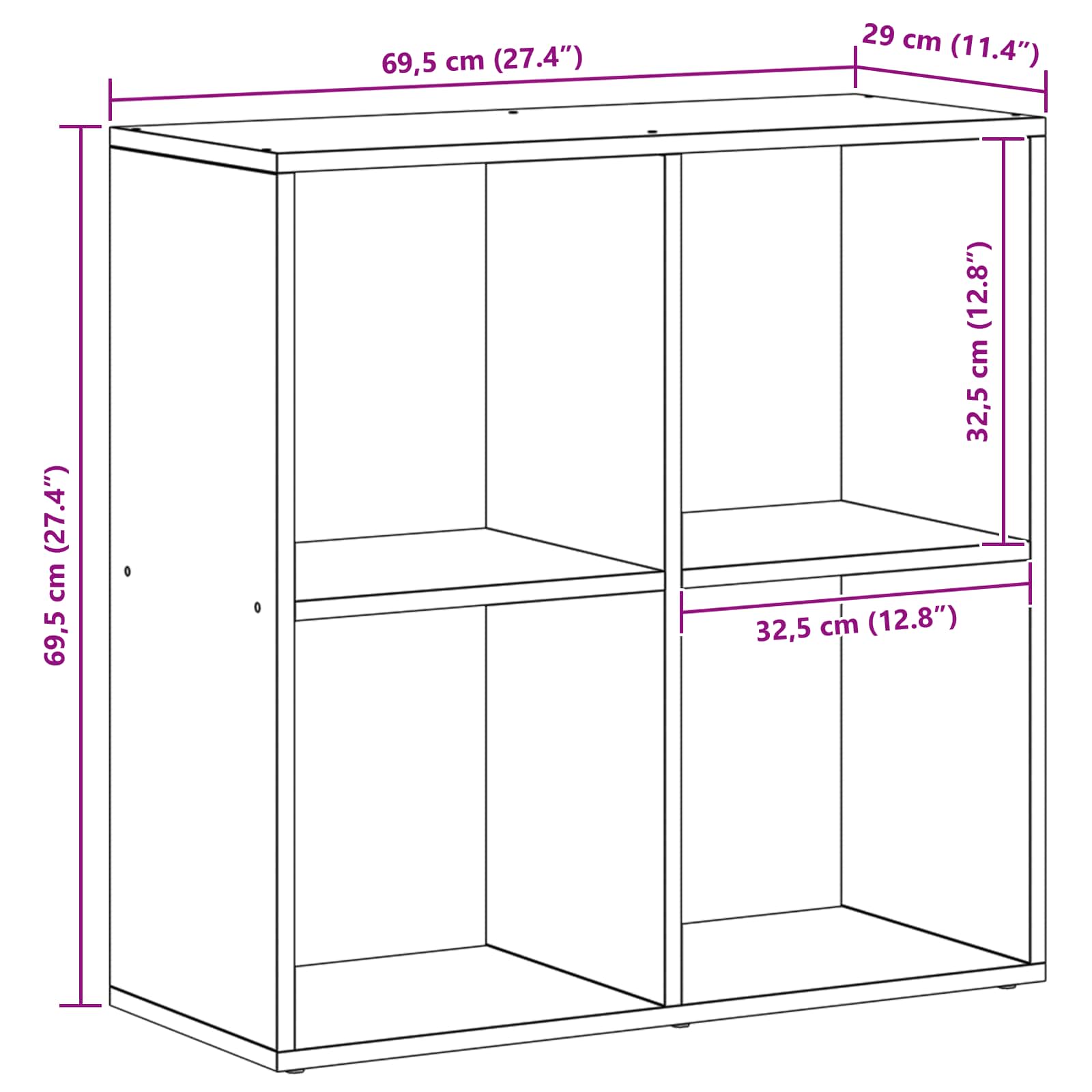 Bücherregal Weiß 137,5x29x137,5 cm Holzwerkstoff