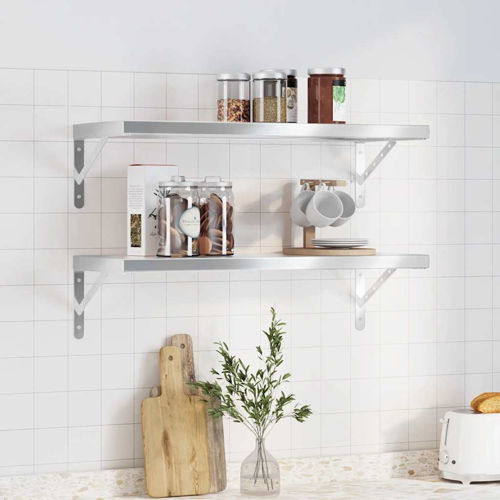 Wandregale 2 Stk. 100x40 cm Silbern Edelstahl