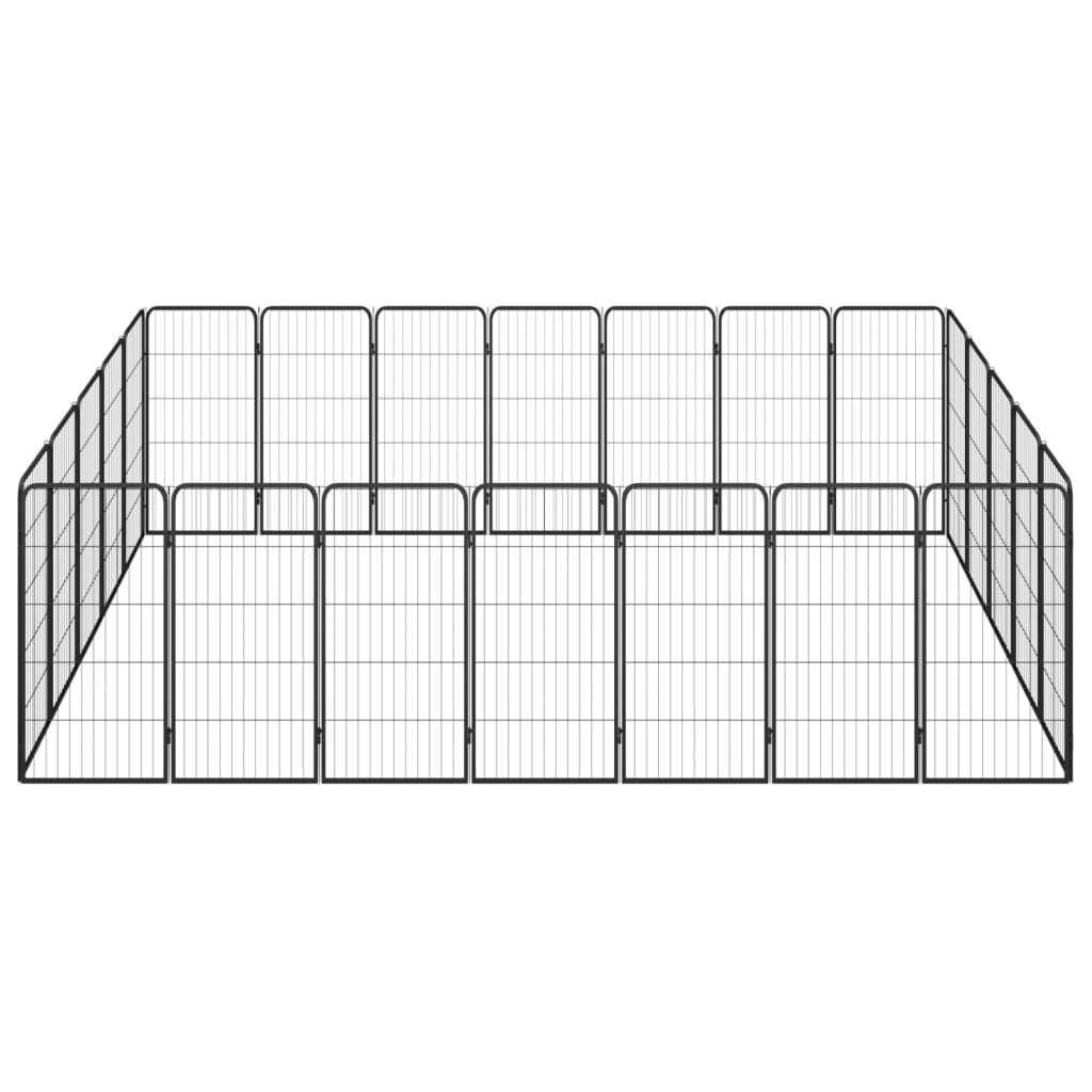 4-tlg. Hundelaufstall Schwarz 50x100cm Stahl Pulverbeschichtung