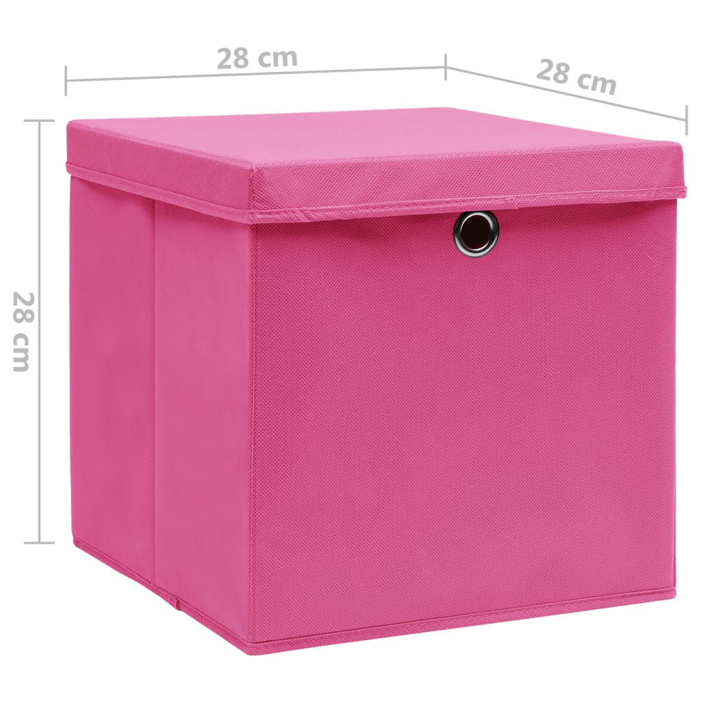 Aufbewahrungsboxen mit Deckeln 10 Stk. 28x28x28 cm Schwarz
