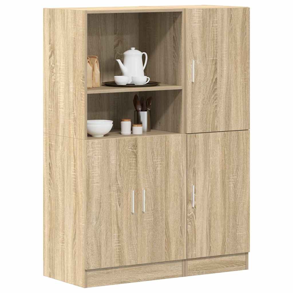 2-tlg. Küchenschrank-Set Weiß Holzwerkstoff