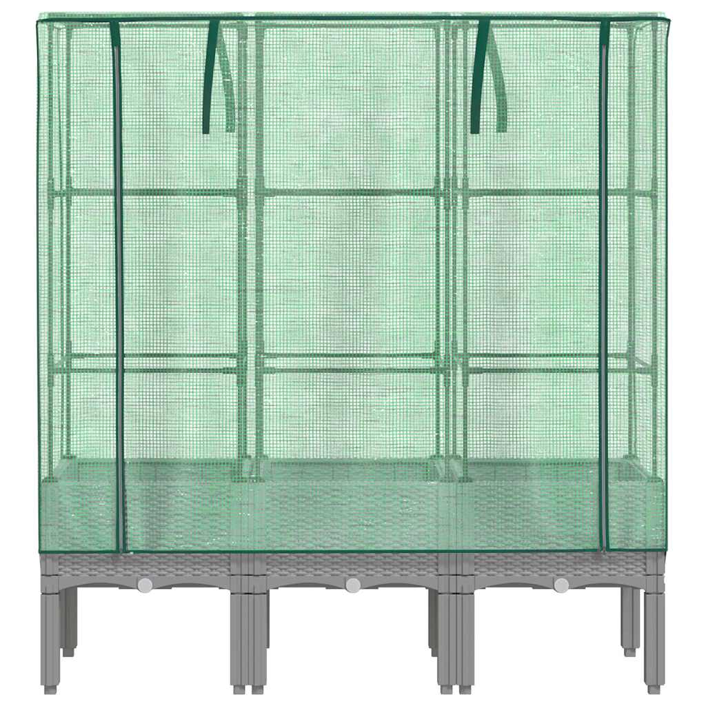 Hochbeet mit Gewächshaus-Aufsatz Rattan-Optik 40x40x140 cm
