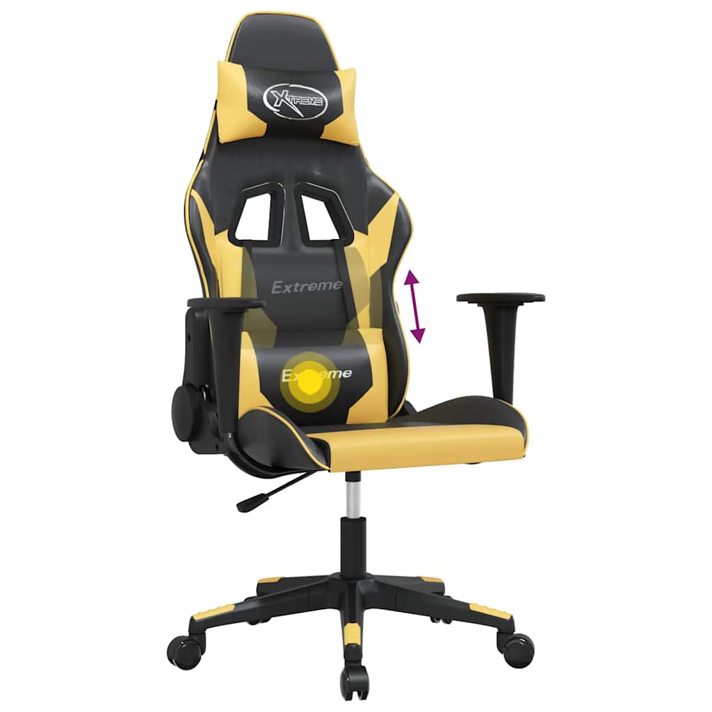 Gaming-Stuhl mit Massagefunktion Schwarz und Blau Kunstleder
