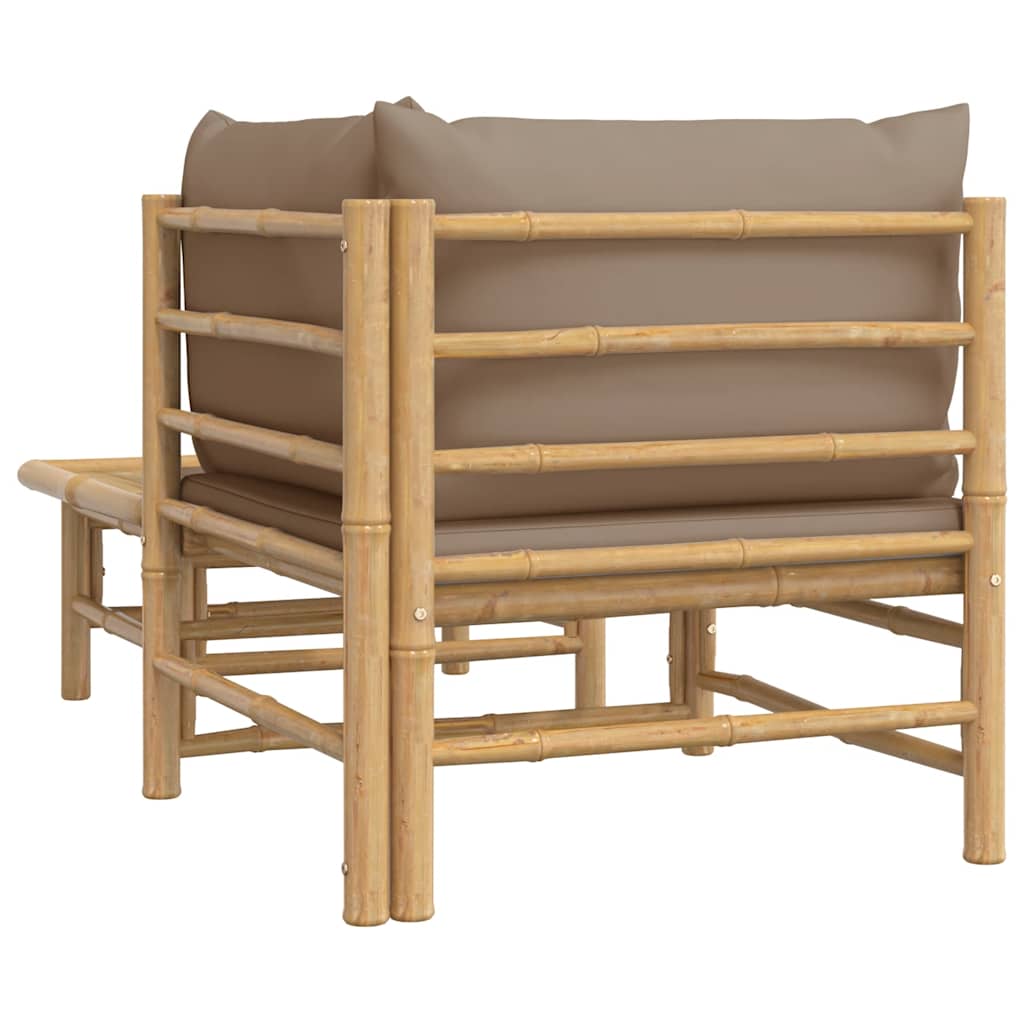 3-tlg. Garten-Lounge-Set mit Hellgrauen Kissen Bambus
