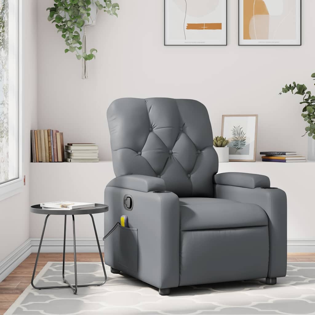 Massage-Relaxsessel, Kunstleder, Schwarz