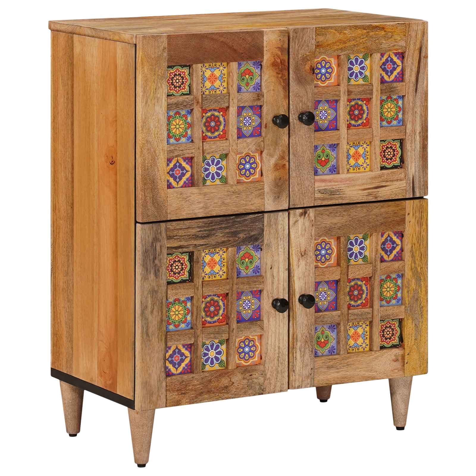 Sideboard mit Speicher Walnuss 60 x 33 x 75 cm Massivholz Mango