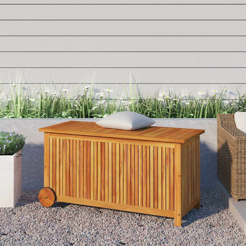 Gartentruhe mit Rollen 60x50x58 cm Massivholz Akazie