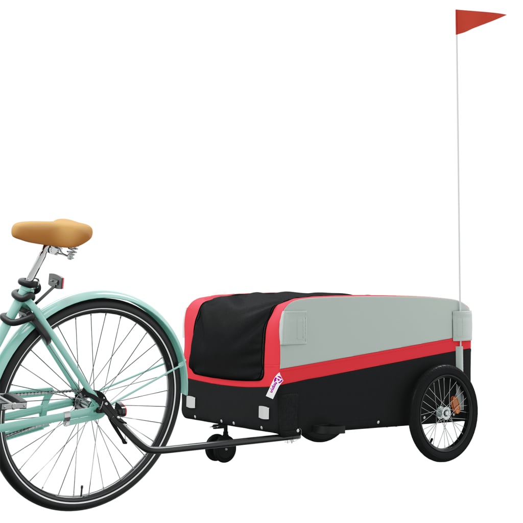 Fahrradanhänger Schwarz und Rot 30 kg Eisen